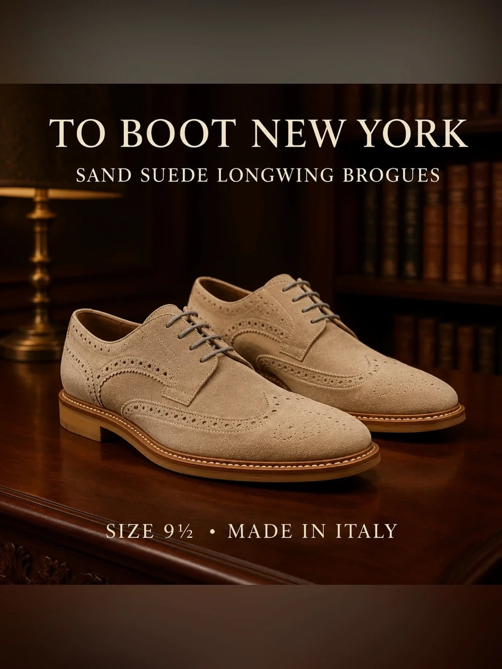 To Boot Sand Suede Longwing Brogues